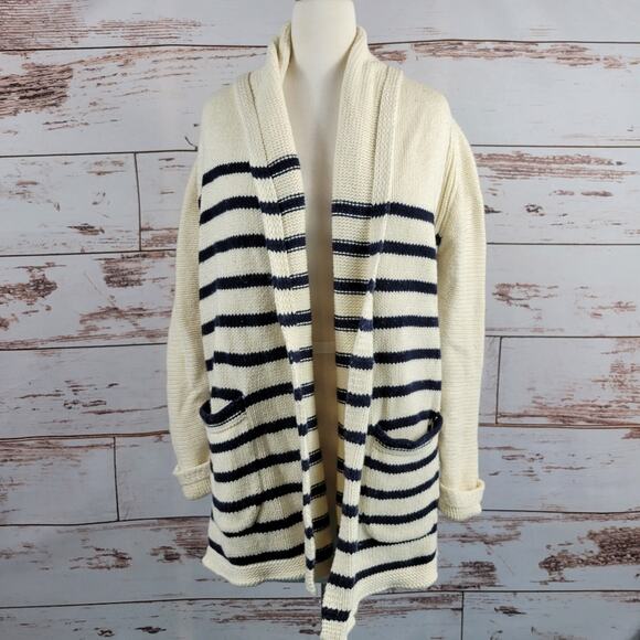 J. Crew Open Cardigan Sweater Striped XS Cotton Merino Wool - Picture 1 of 9